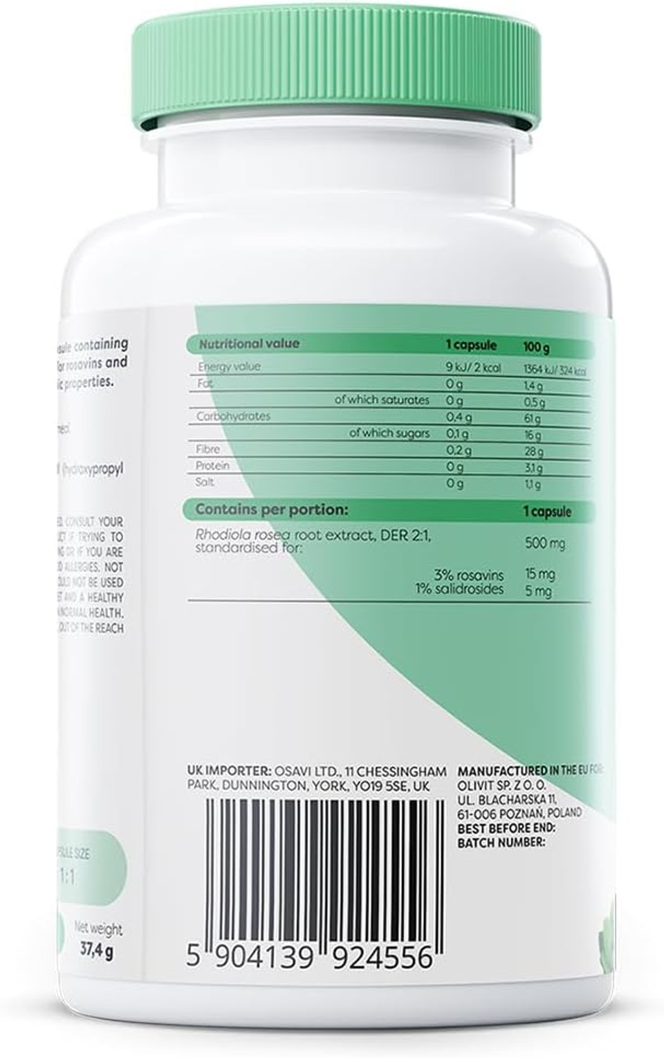 Osavi Rhodiola 500 mg  60 Vegan Capsules | Standardized Rhodiola Rosea Root Extract | Supports Mental & Physical Wellbeing | Supports The Reduction of Fatigue and Stress