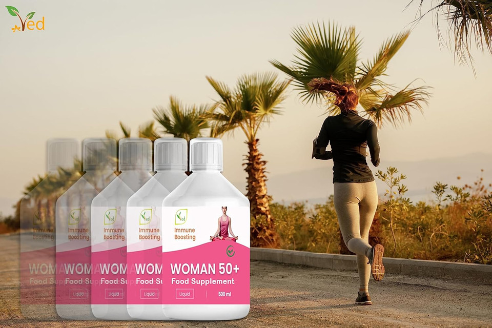 Ved Woman 50 Plus Liquid Multivitamin Supplement for Women, 500 ml- Immune Boosting - Contains, -149 Vitamins & Minerals, Vitamin C, Vitamin D, B12 for Women Health, 33 Days Supply