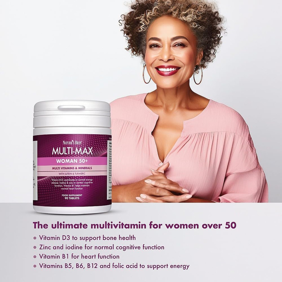 Nature's Best Multi-Max Multivitamin for Women Age 50+ - with Vitamin B6, Folic Acid, Zinc and More - UK Made - 90 Tablets (3 Months' Supply)
