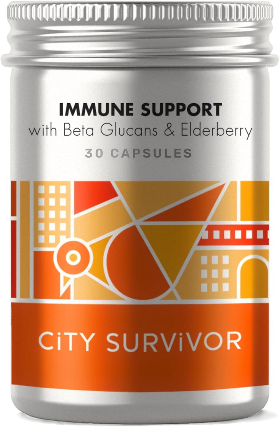 City Survivor Immune Support - Elderberry, Beta Glucans, Vitamin A, Vitamin C & Zinc - 30 Capsules