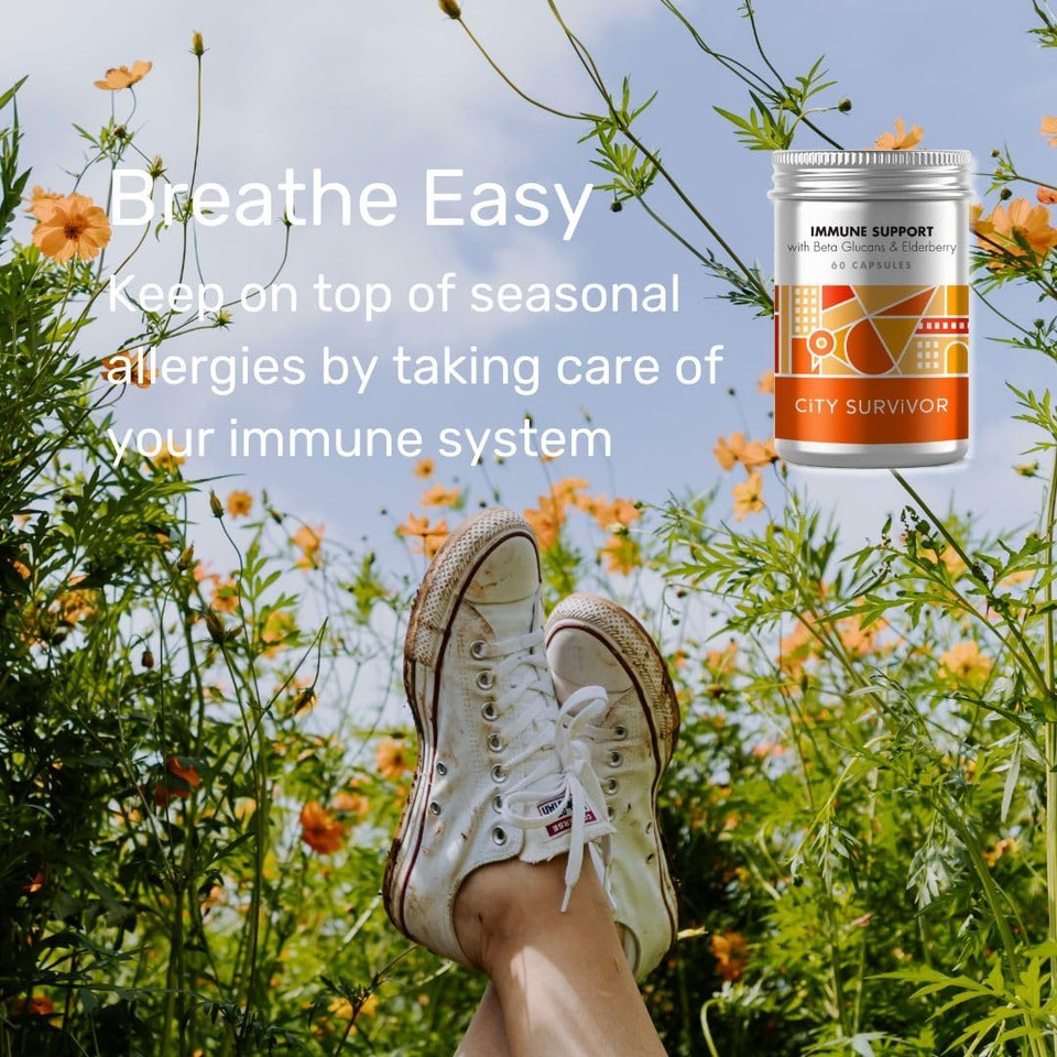 City Survivor Immune Support - Elderberry, Beta Glucans, Vitamin A, Vitamin C & Zinc - 30 Capsules