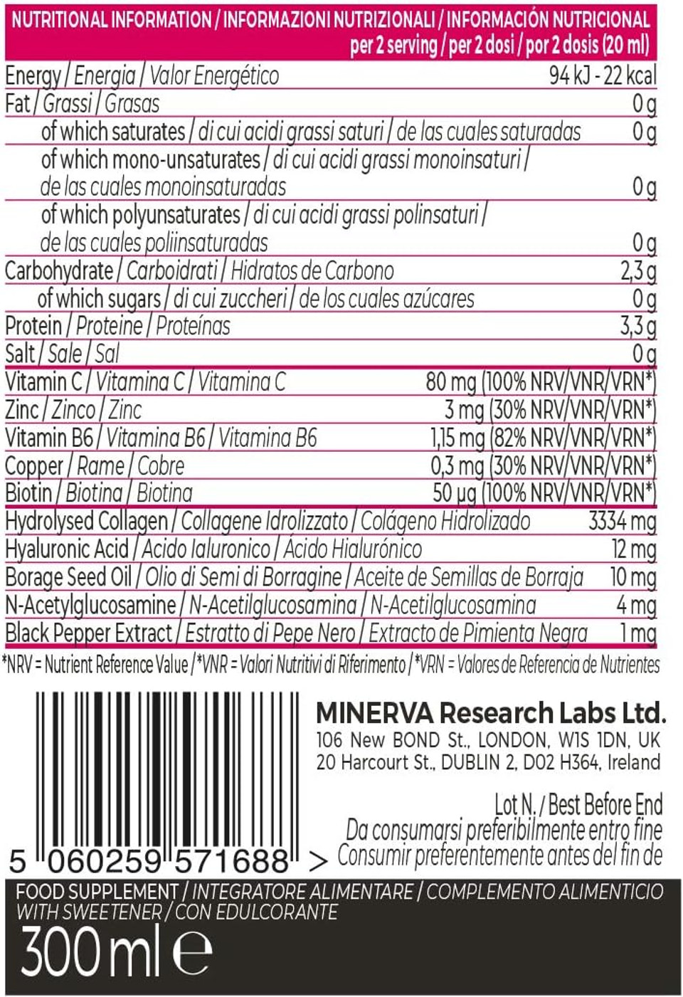 GOLD COLLAGEN Superdose Skin Care- Collagen Nutritional Supplements for Women & Men with Vitamin C, Biotin, Hyaluronic Acid, Zinc, Anti-Ageing Liquid for Hydrated Skin, Hair Growth, Strong Nails 300ml