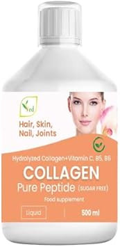 Liquid Collagen Peptides Supplement, Faster Absorption Dietary Hydrolyzed Drink, Skin, Muscles, Hair, Nail Growth, for Women, Men, Unflavored 500 ml (Sugar Free)