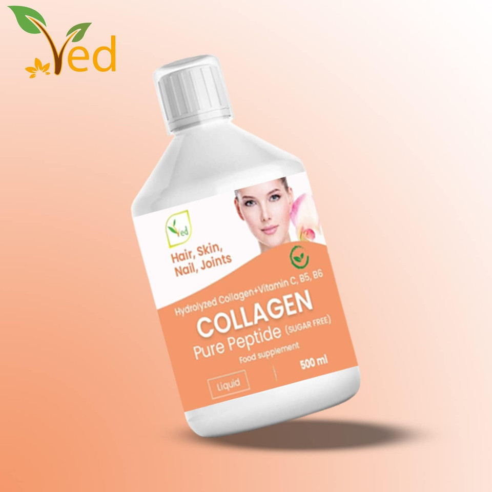 Liquid Collagen Peptides Supplement, Faster Absorption Dietary Hydrolyzed Drink, Skin, Muscles, Hair, Nail Growth, for Women, Men, Unflavored 500 ml (Sugar Free)