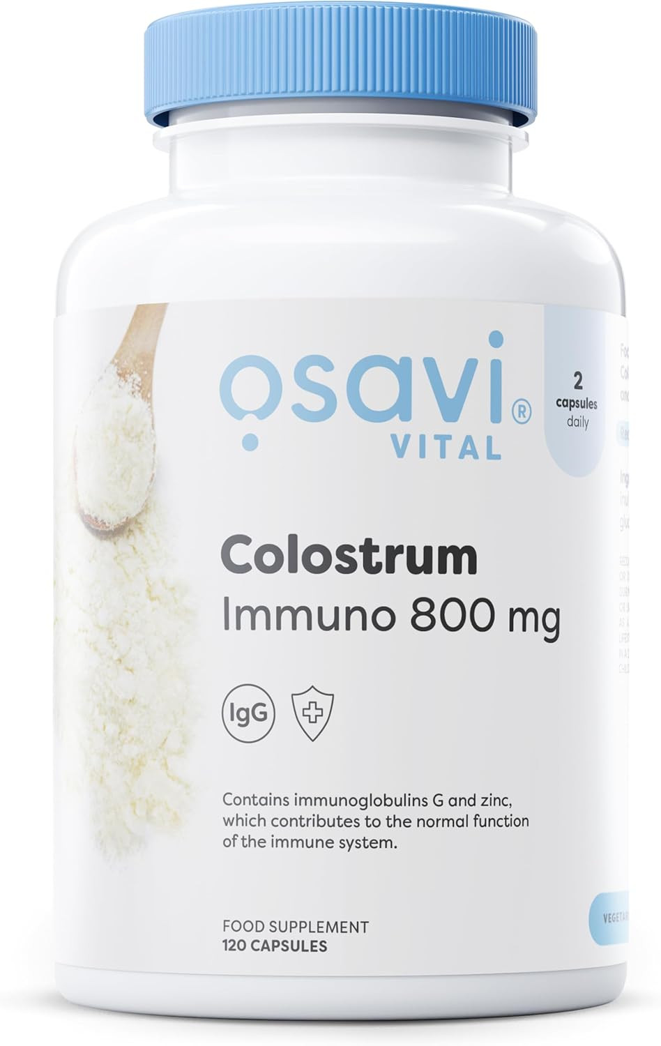 Osavi Colostrum Immuno 800mg  120 Capsules | Bovine Colostrum with 18% Immunoglobulins G and Highly Absorbable Zinc Gluconate