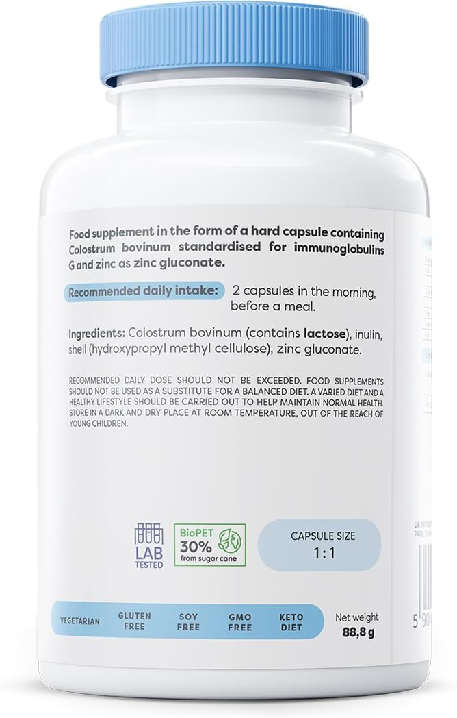 Osavi Colostrum Immuno 800mg  120 Capsules | Bovine Colostrum with 18% Immunoglobulins G and Highly Absorbable Zinc Gluconate