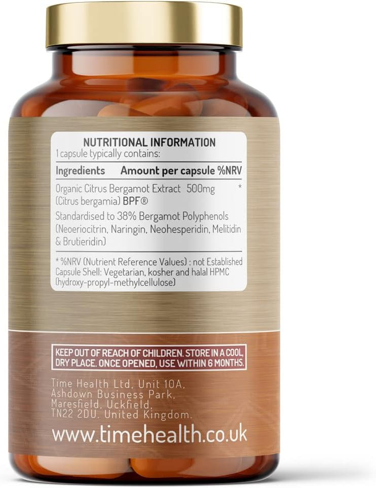 Organic Citrus Bergamot Extract - 60 Capsules - High Strength 38% Bergamot Polyphenols - 500mg - Clinically Studied BPF® - UK Made Supplement - Zero Additives - GMP Standards - Vegan