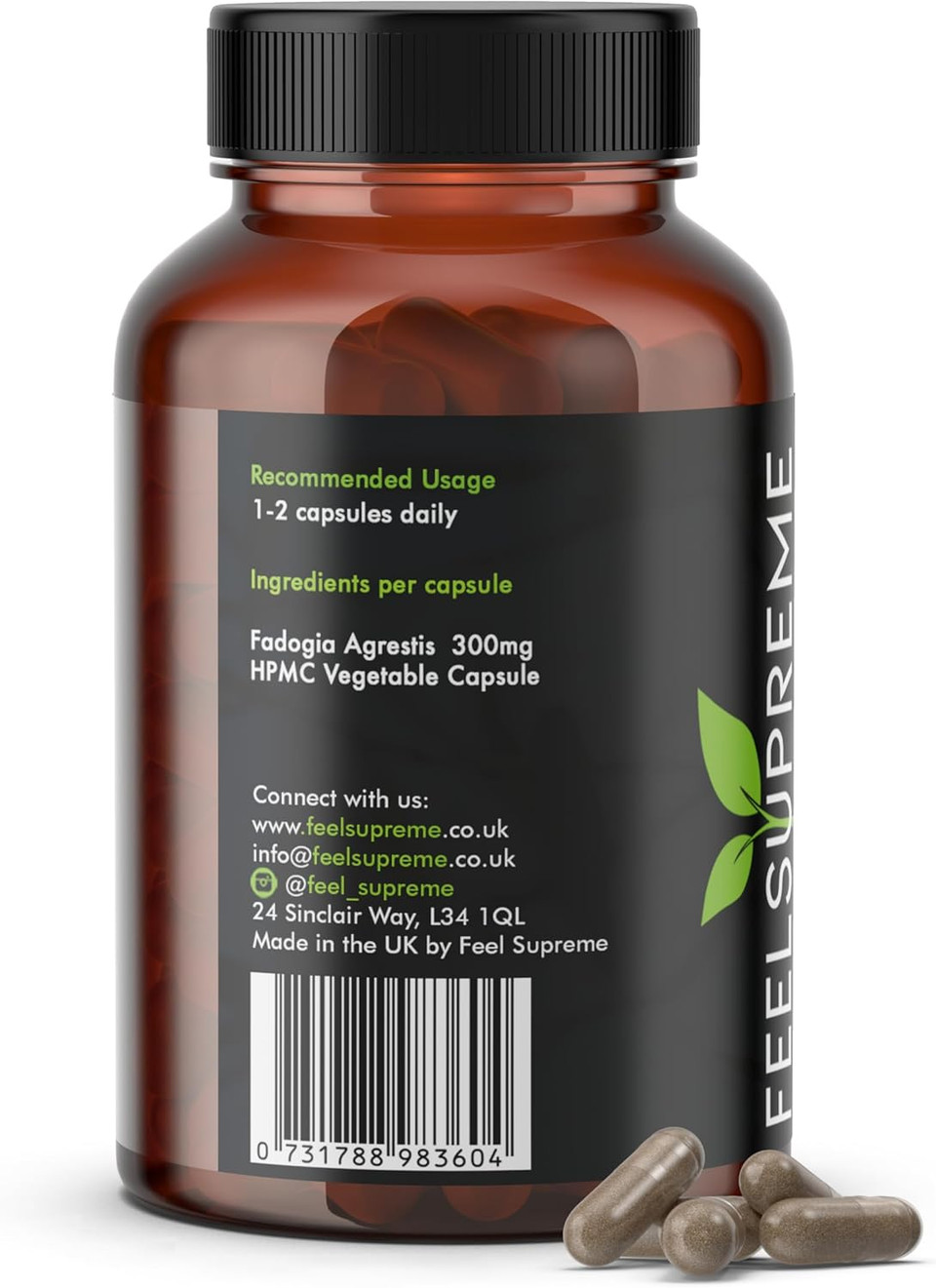 Feel Supreme - Fadogia Agrestis Extract - 100% Natural Energy Booster Supplement - Gym Supplements for Men and Women - Muscle Building Supplement, Natural Pre Workout, Energy Booster - 90 Capsules