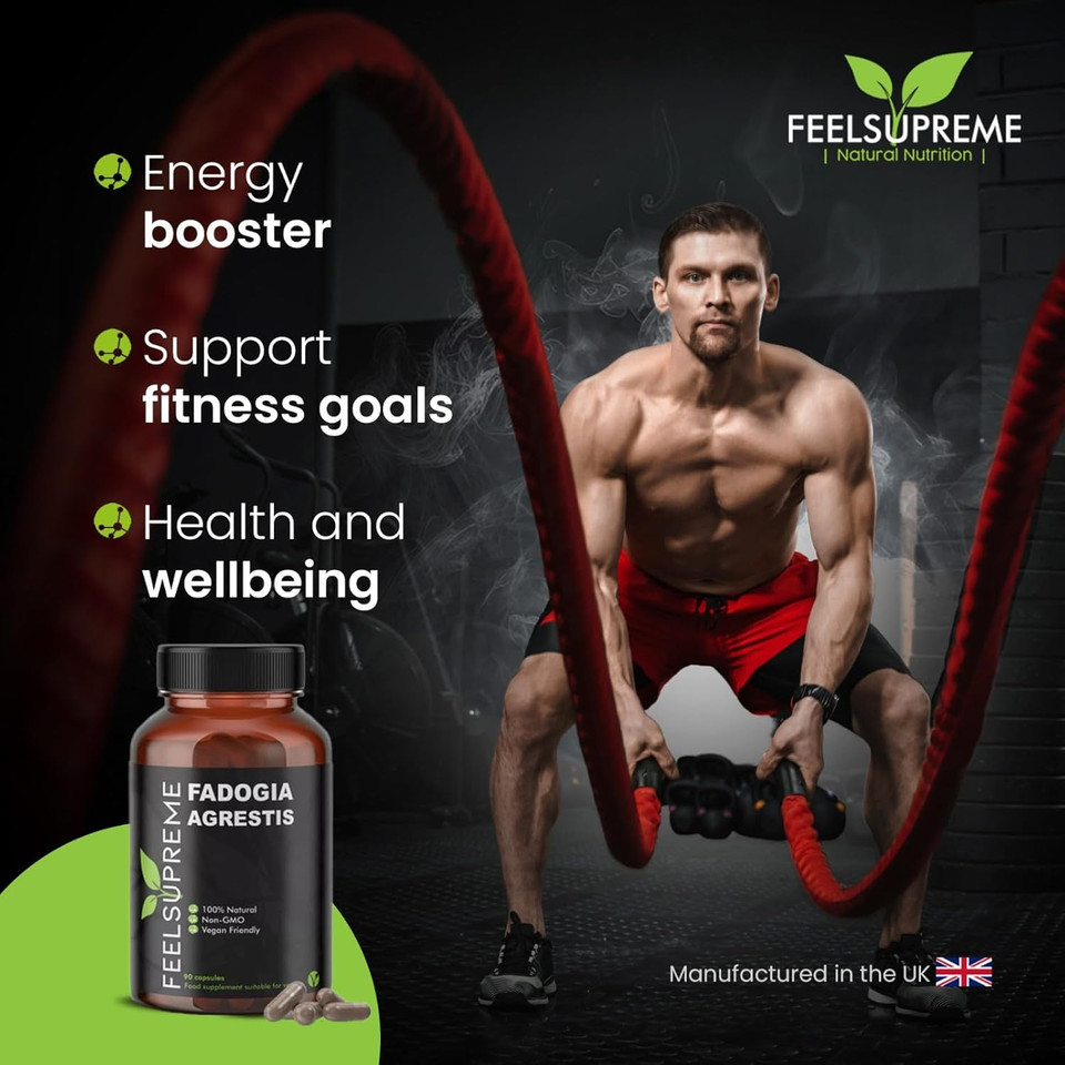 Feel Supreme - Fadogia Agrestis Extract - 100% Natural Energy Booster Supplement - Gym Supplements for Men and Women - Muscle Building Supplement, Natural Pre Workout, Energy Booster - 90 Capsules