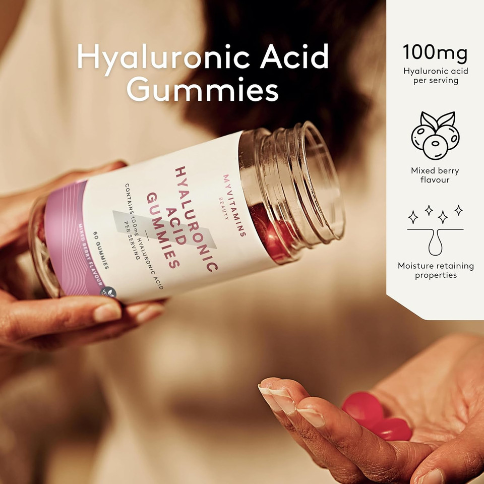 Myprotein Hyaluronic Acid Gummies - 100mg Hyaluronic Acid Per Serving - Supports Skin Hydration, Elasticity & Overall Skin Health - Delicious Mixed Berry Flavour - 60 Gummies