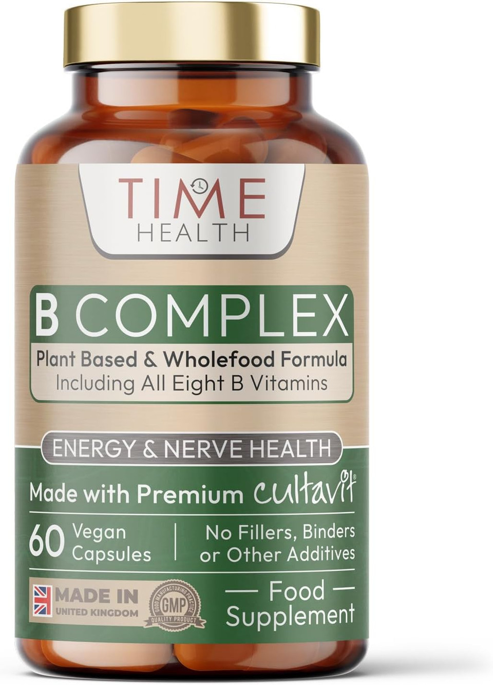 Vitamin B Complex - Whole Food & Plant-Derived - Natural, Non-Synthetic B Vitamins - Highly Bioavailable - Methylated B9 & B12 - Cultavit® - Zero Additives - UK Made - Pullulan (120 Capsule Pouch) Vitamin B Complex - Whole Food & Plant-Derived - Natural, Non-Synthetic B Vitamins - Highly Bioavailable - Methylated B9 & B12 - Cultavit® - Zero Additives - UK Made - Pullulan (120 Capsule Pouch)