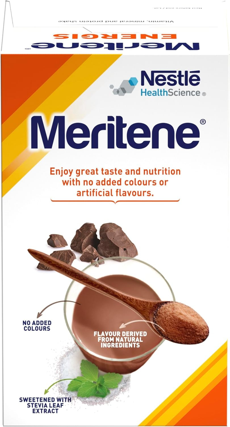 Meritene Energis Strawberry Protein Shake | 30g Powder Sachets, Pack of 15 | Nutritional Support Mix with Proteins and Minerals | With Vitamin D, B & K