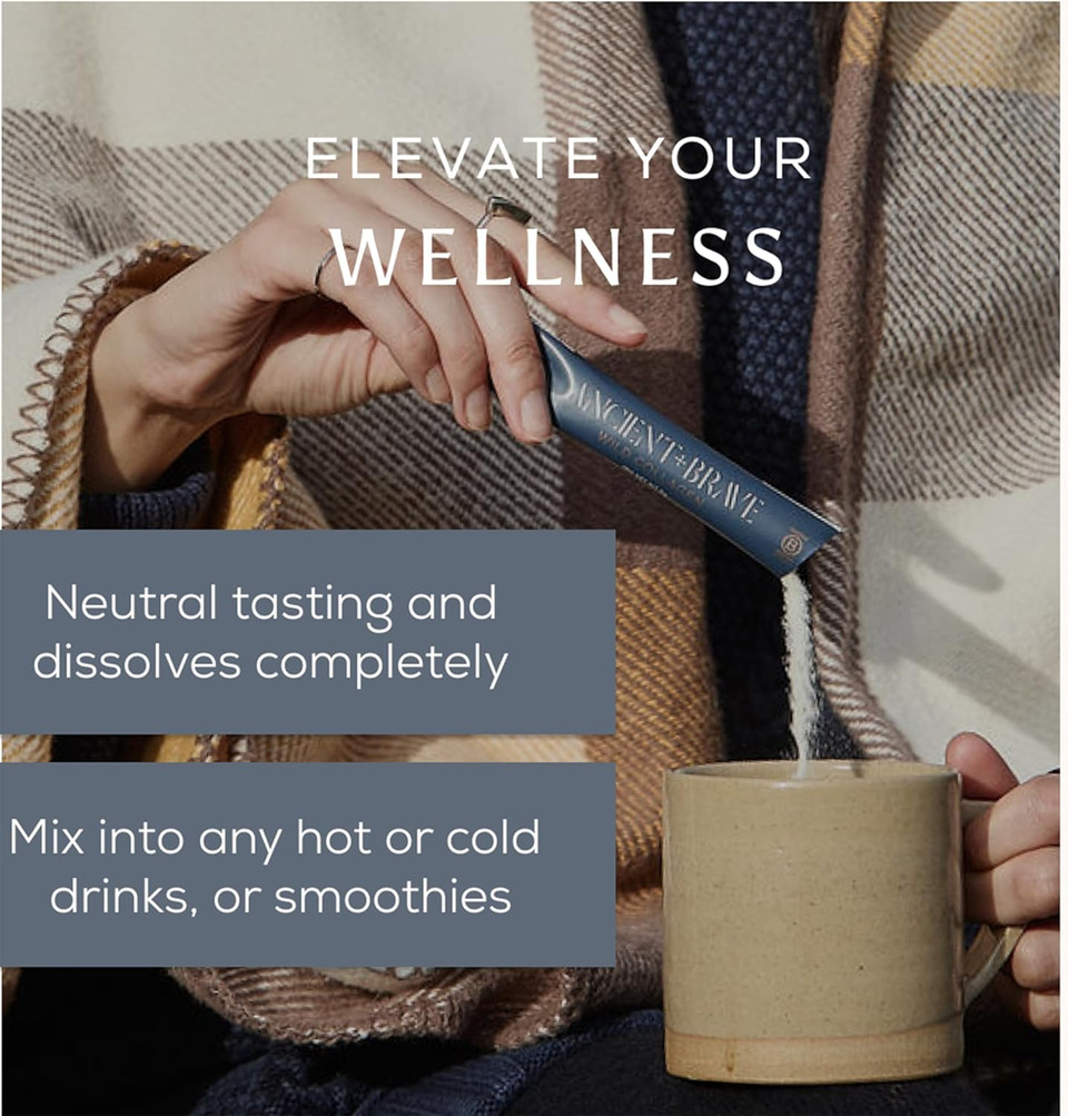 Ancient + Brave Wild Collagen Powder Sachets 15 x 5g - Pure Hydrolyzed Marine Collagen Peptides Supplement (Fish) - High Protein for Women - High Protein - Beauty, Skin - Halal & Kosher Certified