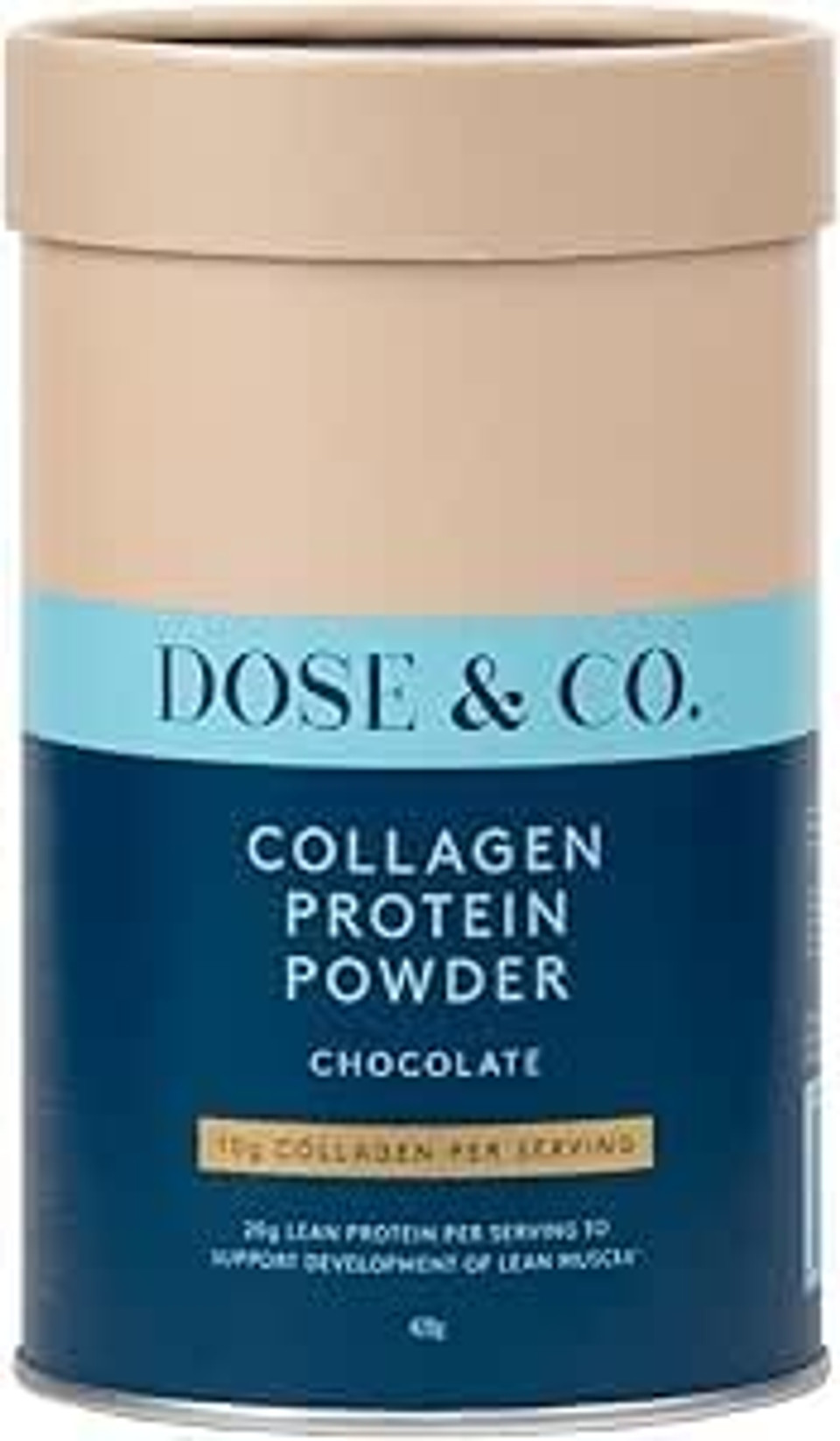 Dose & Co Collagen Protein Powder (Chocolate Fudge) 420g  Non-GMO, Gluten Free Collagen Peptides Supplement  20g of Whey Protein, Chocolate