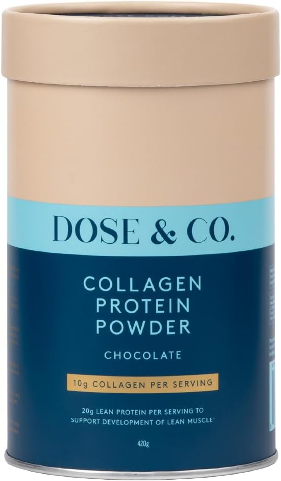 Dose & Co Collagen Protein Powder (Chocolate Fudge) 420g  Non-GMO, Gluten Free Collagen Peptides Supplement  20g of Whey Protein, Chocolate