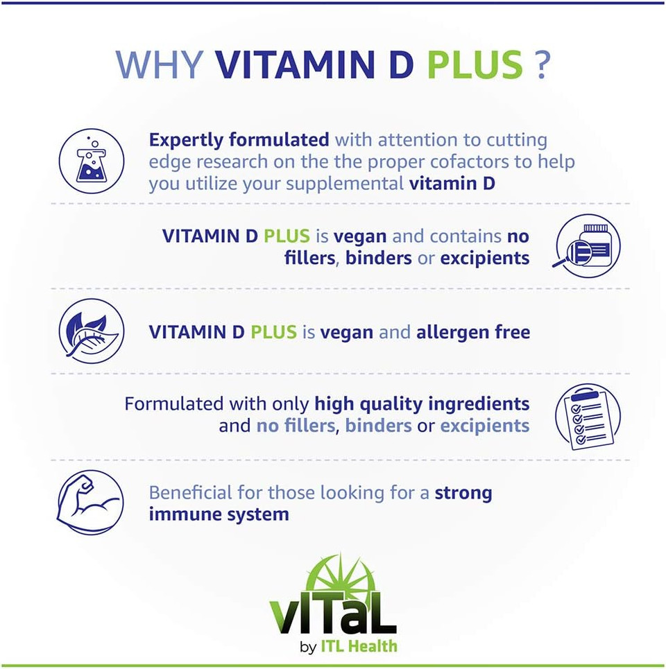 MAG365 Vegan Vitamin D Plus - Enhanced with Magnesium, Vitamin B12, Vitamin K2 - Supports Weight Management & Mood Enhancement - 100% Vegan, Gluten-Free, Non-GMO - 60 Capsules