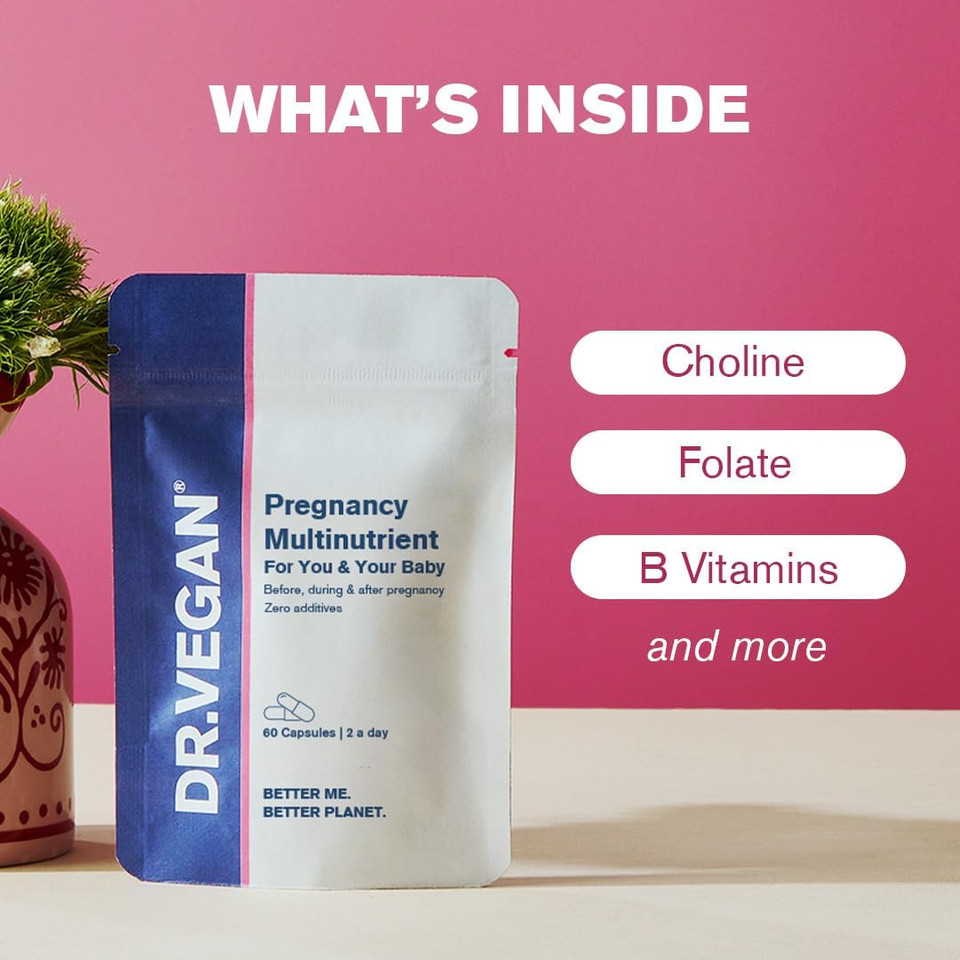 Pregnancy Multinutrient | Folic Acid 400ug | Essential Nutrients | 60 Plant Based Capsules | Two-A-Day | DR.VEGAN Pregnancy Multinutrient | Folic Acid 400ug | Essential Nutrients | 60 Plant Based Capsules | Two-A-Day | DR.VEGAN