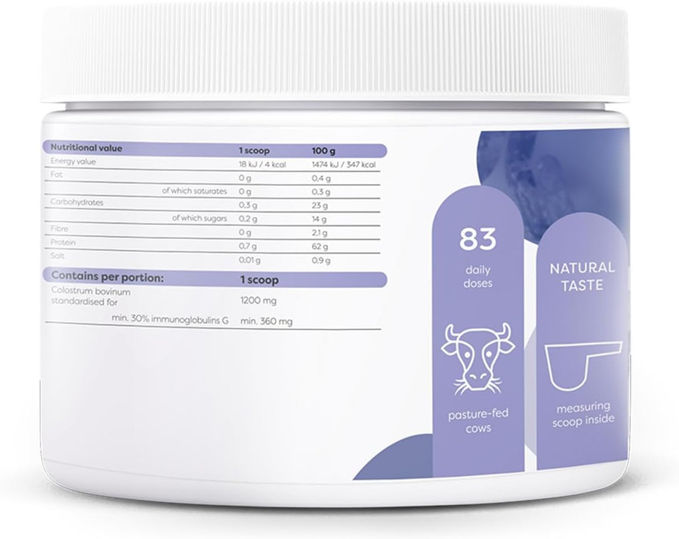 Osavi Colostrum 1200 mg  100 g Powder | Bovine Colostrum Rich in Immunoglobulins G for Immune System Support | Boosts Natural Defenses & Enhances Immunity