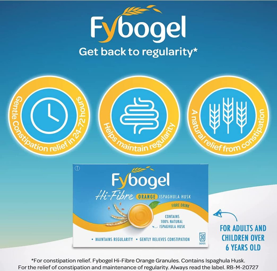 4 x Fybogel Hi-Fibre Lemon Natural Fibre Drink 10 Sachets