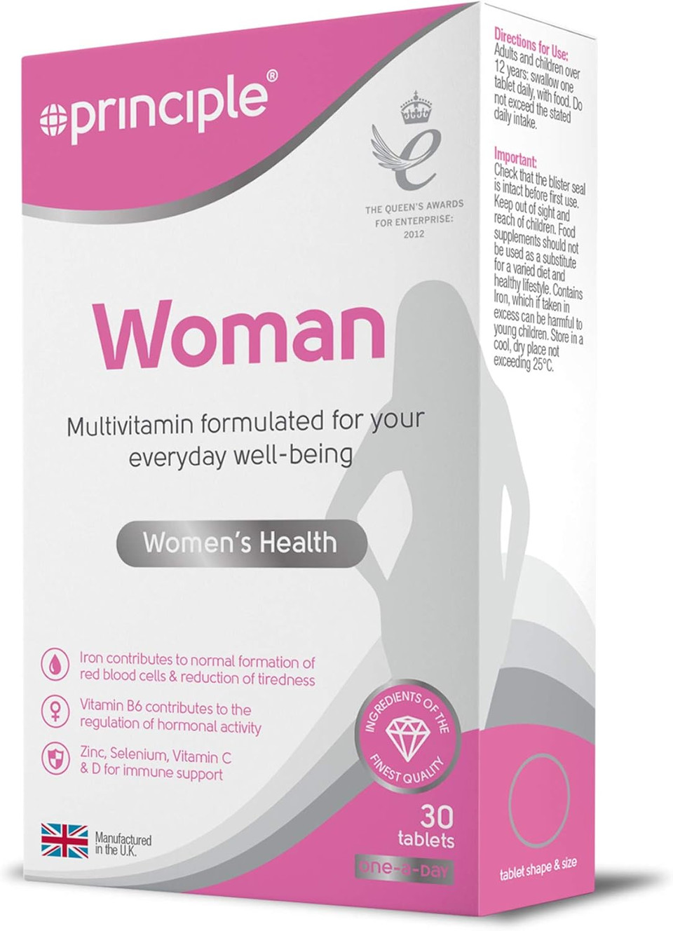 Principle Woman | 30 Tablets | 1 Month Supply | 23 Essential Vitamins & Minerals | 1 a Day Tablets | Womens Health | Made in the UK by Principle Healthcare Ltd