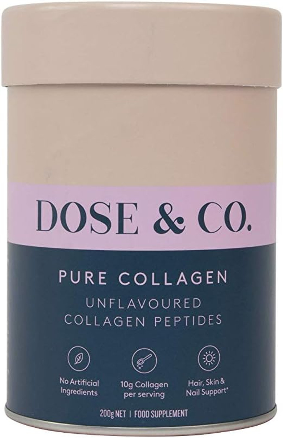 Dose & Co Pure Collagen Powder Unflavoured 200g  Hydrolyzed Collagen Peptides Supplement - Non-GMO, Dairy Free, Gluten Free