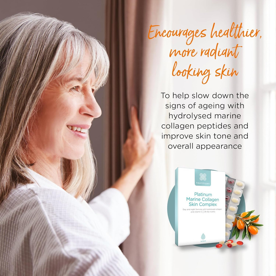 Healthspan Platinum Marine Collagen Skin Complex (28 Day Supply) | Premium Day & Night Supplement | Containing Marine Collagen Peptides, Vitamin C & Micronutrients | Supports Skin Health