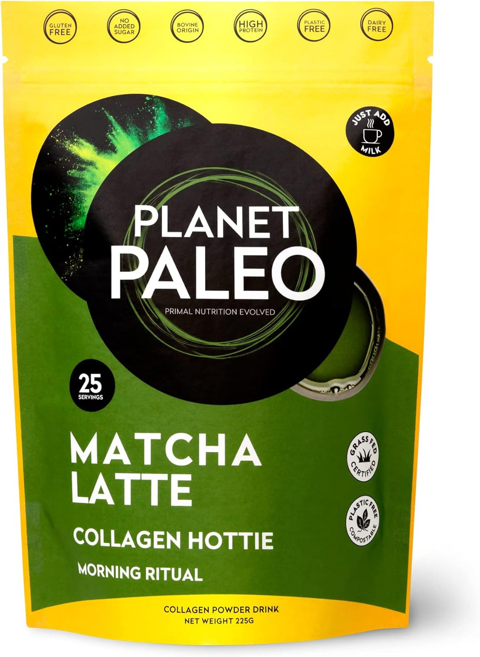 Pure Collagen - Matcha Latte (225g, 25 Servings) | Nutritious, Protein-Rich Coffee Alternative | Rich in Antioxidants & Amino Acids | Enhance Energy, Focus and Mood
