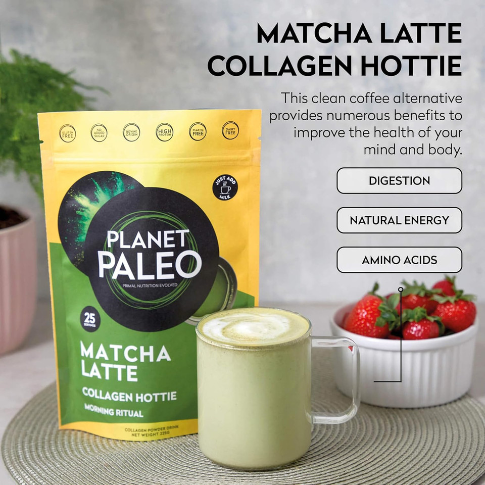 Pure Collagen - Matcha Latte (225g, 25 Servings) | Nutritious, Protein-Rich Coffee Alternative | Rich in Antioxidants & Amino Acids | Enhance Energy, Focus and Mood