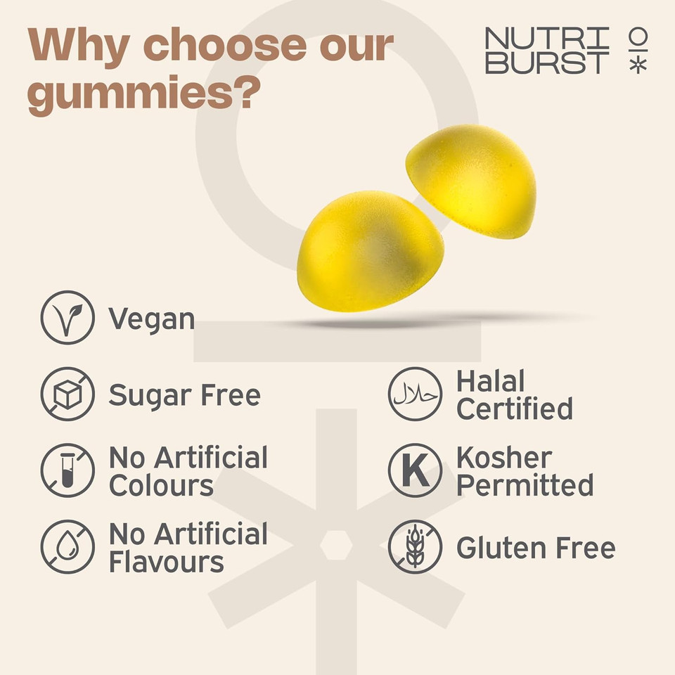 Nutriburst Vitamin D3 (200IU) + K2 (100µg) Multipack - Essential Nutrients to Support Bone Health, Skeletal & Immune Function - Vegan & Sugar Free - 180 Lemon Gummies - 3 Month Supply