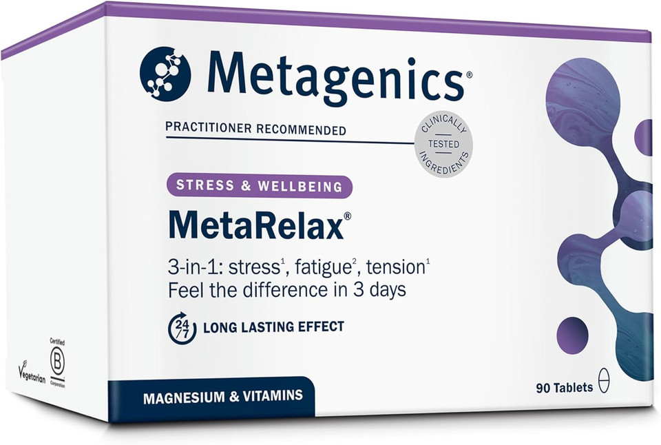 Metagenics MetaRelax Magnesium Supplement - Stress Relief, Relaxation & Energy Support - 90 Tablets