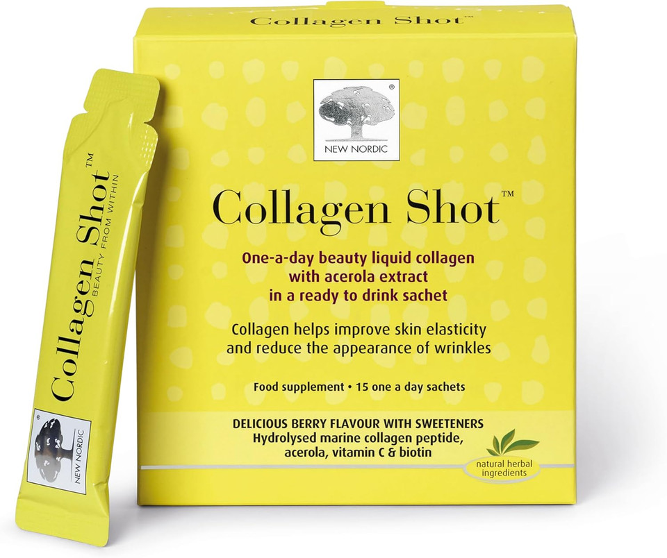 New Nordic Collagen Liquid Shots - 15x Daily Sachets - High-Absorbency Hydrolysed Marine Collagen with Biotin - Sugar Free - Natural Berry Flavour