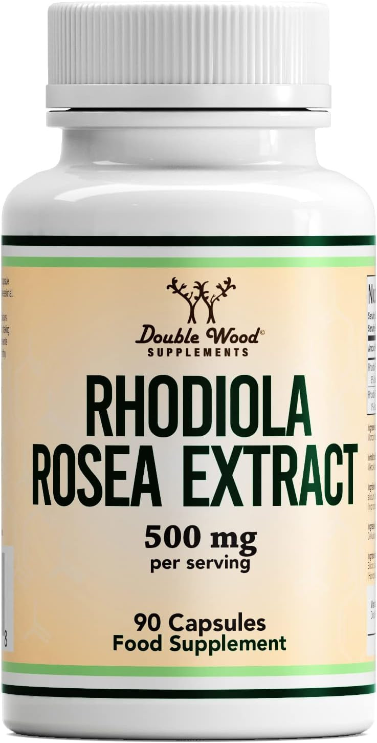 Double Wood Rhodiola Rosea | 90 Servings of 500mg Rhodiola Rosea Complex Capsules | 3% Rosavins & 1% Salidrosides | A Powerful Adaptogen Sourced from High Altitude Environments | UK Manufactured