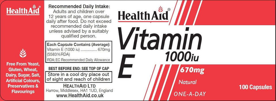 HealthAid Vitamin E 1000iu - 100 Capsules