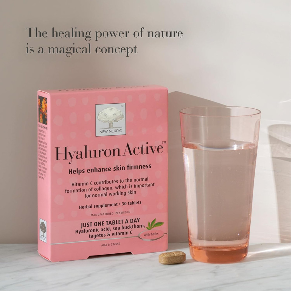 New Nordic Hyaluron Active - Contains Hyaluronic Acid, Sea Buckthorn, Tagetes & Vitamin C - 30 Tablets