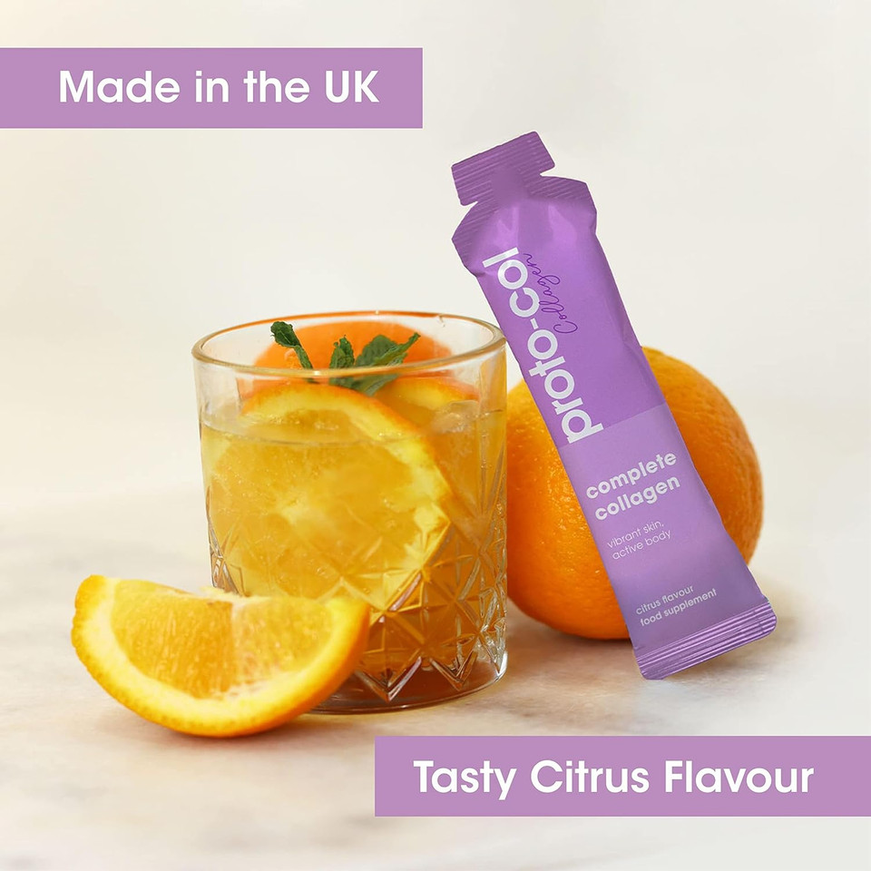 Proto-Col Women's Complete Collagen Bovine Liquid Collagen Supplement for Women - Collagen Peptides for Healthier Skin, Delicious Citrus Drink - 8000mg x 15 Sachets