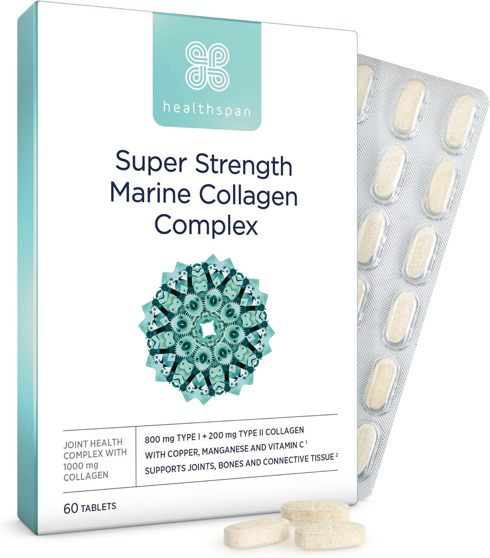 Healthspan 1,000mg Marine Collagen Complex | 800mg Type I + 200mg Type II Collagen | Support Your Joints, Bones & Connective Tissue | Added Benefits for Skin & Beauty (120 Tablets)