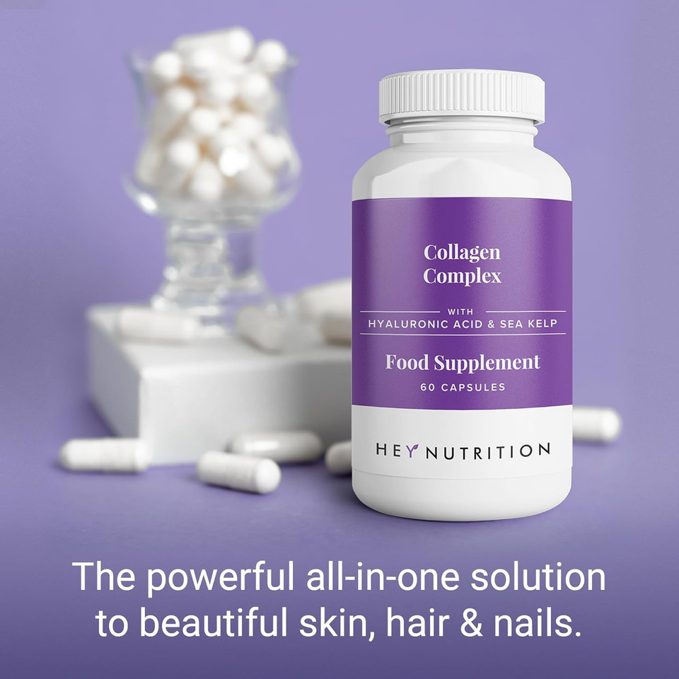 Hey Nutrition Collagen Complex Hyaluronic Acid & Sea Kelp Vitamin E, C, Biotin - Healthy Nails, Skin, Hair Joints Metabolism - Type 1 Marine Supplement - Non GMO, 60 Capsules Hey Nutrition Collagen Complex Hyaluronic Acid & Sea Kelp Vitamin E, C, Biotin - Healthy Nails, Skin, Hair Joints Metabolism - Type 1 Marine Supplement - Non GMO, 60 Capsules