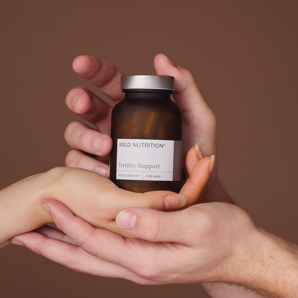 WILD NUTRITION Food Grown® Fertility Support for Men | Fertility Supplements for Men to Support Optimal Testosterone, Sperm Health & Mental Resilience | Male Fertility Supplement | 60 Capsules