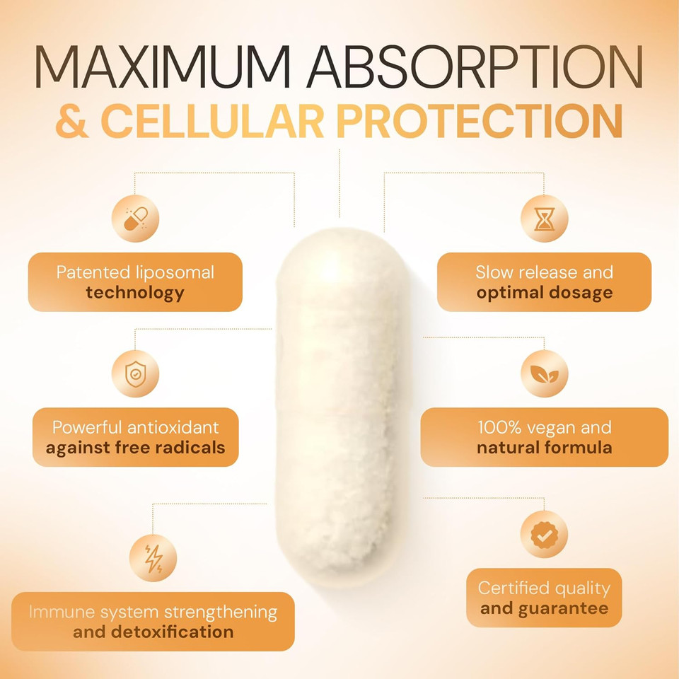 Liposomal Glutathione, Goldman Laboratories - Maximum Bioavailability 2 Capsules 300mg - Glutathione Antioxidant Capsule - Free Radicals Catalysis - 100% Vegan and Vegetarian  Slow Release