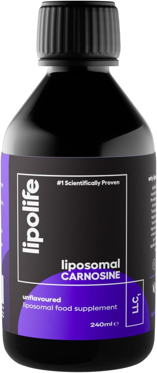 liposomal Carnosine. Unflavoured Liquid, Gluten Free, Vegan. Advanced antioxidant with Higher Absorption. 240ml. lipolife LLC1