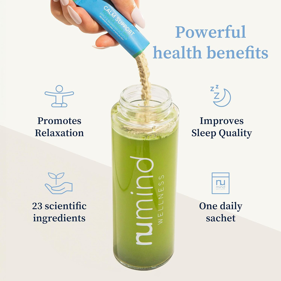 Nu Mind Wellness, All-in-One Calming Support Supplement, B Vitamins, Vitamin C, Vitamin D3, Zinc, Iron, Magnesium, Ashwagandha KSM66 (Apple and Raspberry Powder)