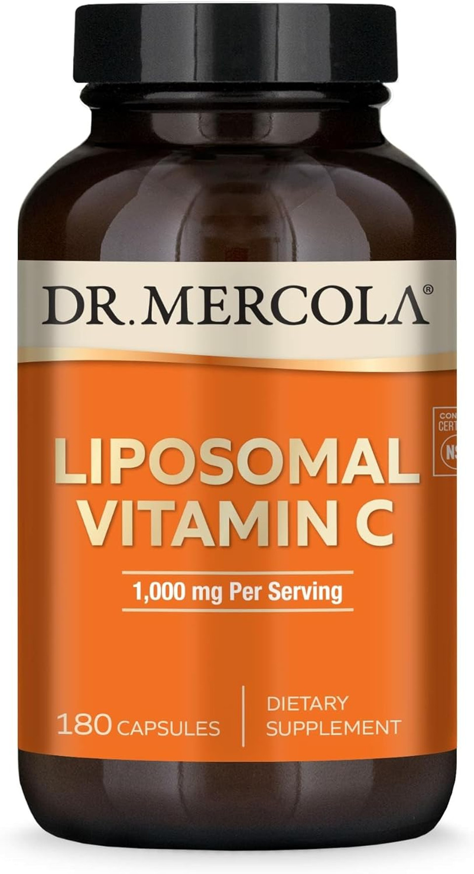 Mercola Liposomal Vitamin C Dietary Supplement, 1,000mg per Serving, 90 Servings (180 Capsules), Immune Support, Non GMO, Soy Free, Gluten Free