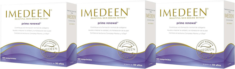 IMEDEEN Prime Renewal Anti-Aging Dietary Supplement  ViTea, Marine Complex, Vitamin C, E, and Zinc  Contributes to collagen formation  120 tablets