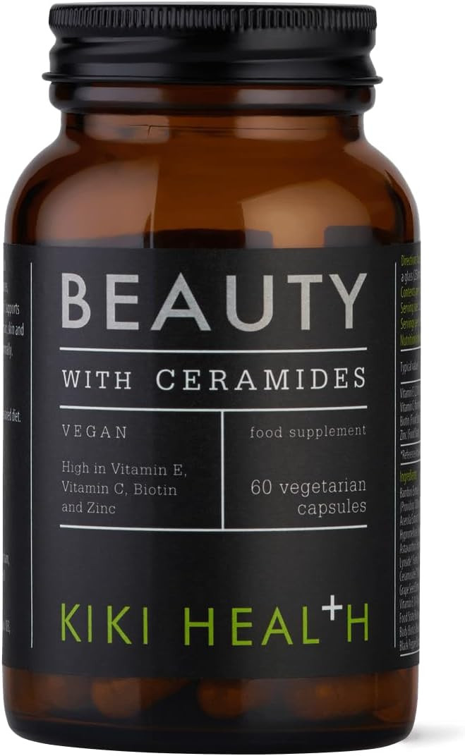 KIKI Health - Beauty Capsules with Plant-Based Ceramides - High in Vitamin C, Vitamin E, Biotin and Zinc - for Maintenance of Normal Hair and Skin - 60 Vegetarian Capsules