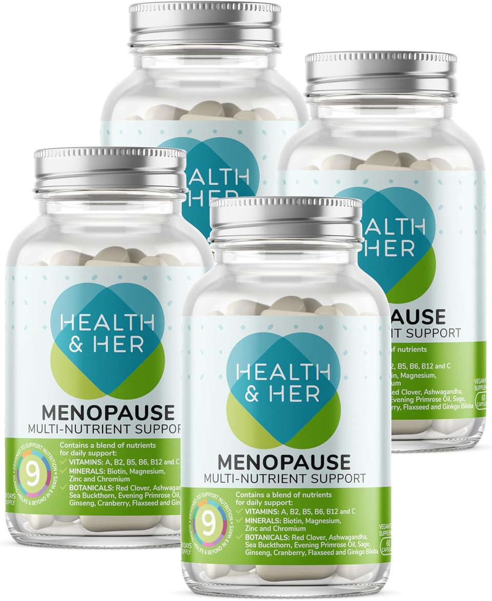 Health & Her Menopause Supplements for Women - Multi-Nutrient Wellbeing Support - Wellbeing for Menopause - 4 Month Supply, 240 Capsules - Vegan
