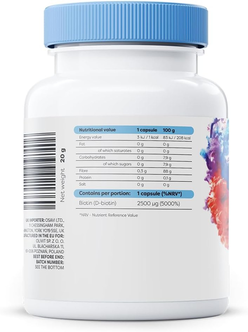 Osavi Biotin 2,500 µg  60 Vegan Capsules | Essential Beauty Vitamin for Healthy Hair, Skin & Nails | Supports Metabolism & Nervous System | Clean Label | VeganFriendly