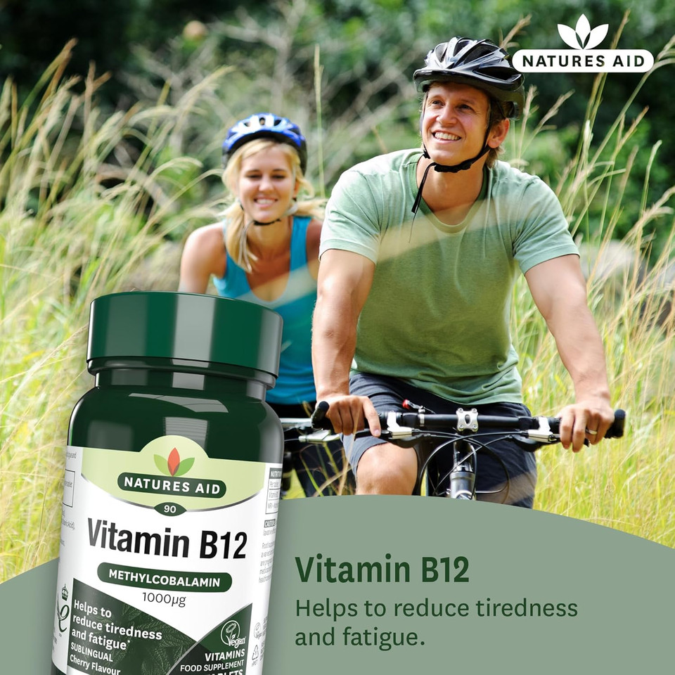 Natures Aid Vitamin B12 1000µg  High Strength Sublingual Tablets  Supports Energy, Metabolism & Nervous System  Vegan, Non-GMO, Gluten-Free Supplement  90 Tablets