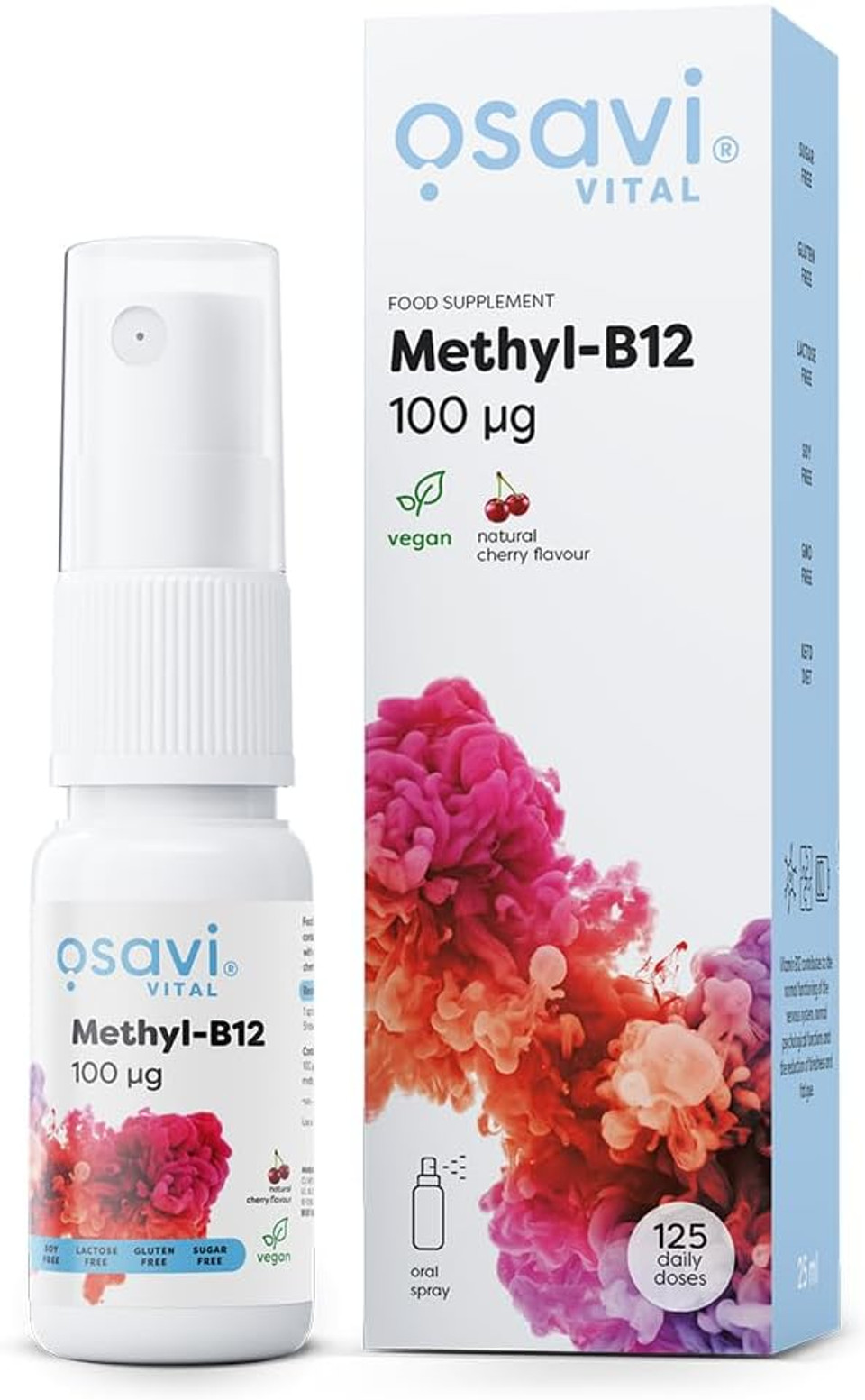 Osavi MethylB12, 100 µg  25 ml Oral Spray | Cherry Flavor | Supports Nervous System & Immune Function | Vitamin B12 for Energy Metabolism | Reduces Fatigue & Supports Red Blood Cell Formation