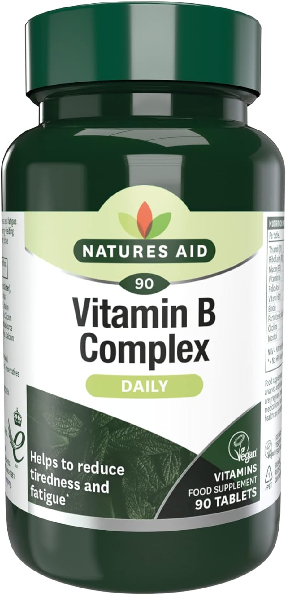 Natures Aid Vitamin B Complex 100  High Potency B Vitamins 100mg for Energy, Metabolism, Nervous System & Immune Support  Vegan, Gluten Free, Non-GMO, Time Release  30 Tablets