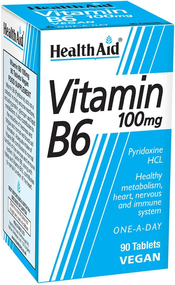 HealthAid Vitamin B6 (Pyridoxine HCl) 50mg - 100 Tablets